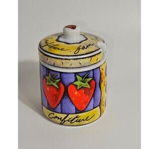 MSC International "Joie de Vivre" ceramic jam pot with matching lid 90s